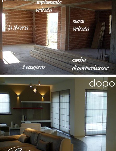prima e dopo cantiere soggiorno
