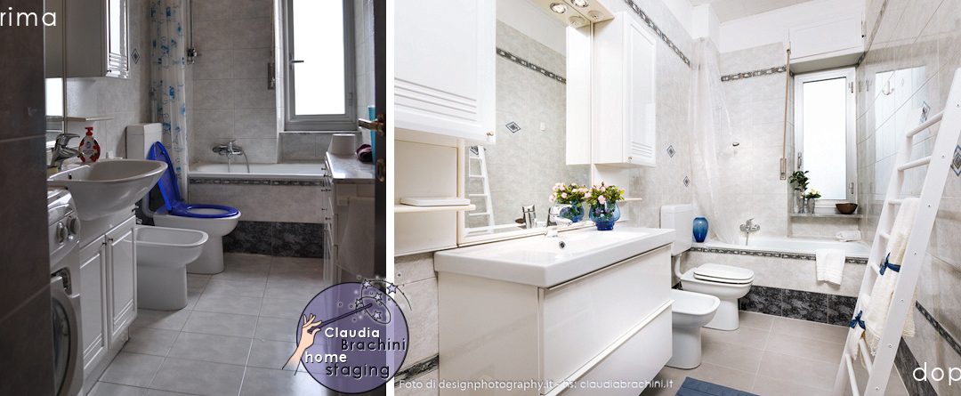 prima e dopo home staging bagno