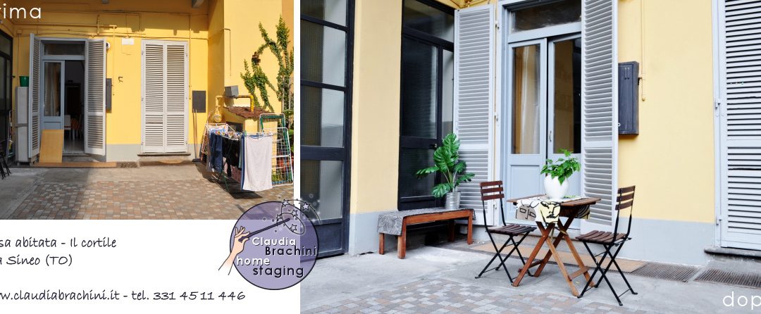 prima e dopo home staging cortile