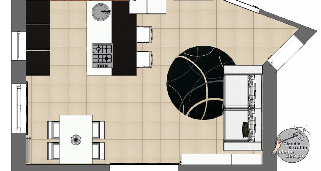 pianta cucina con penisola