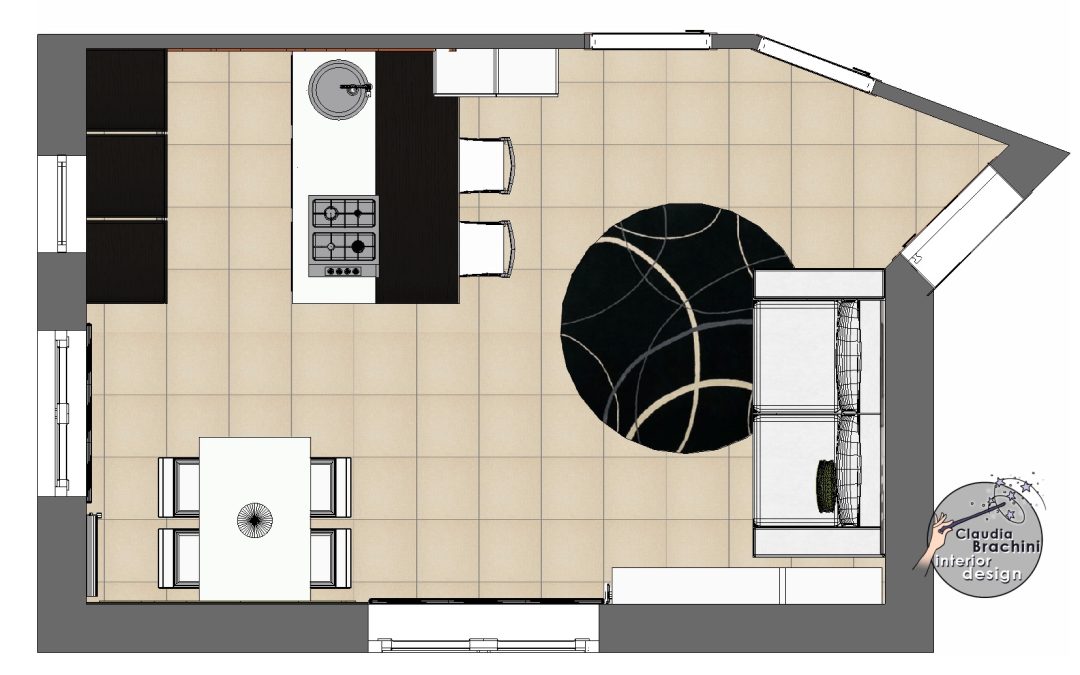 pianta cucina con penisola