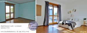 prima e dopo home staging camera